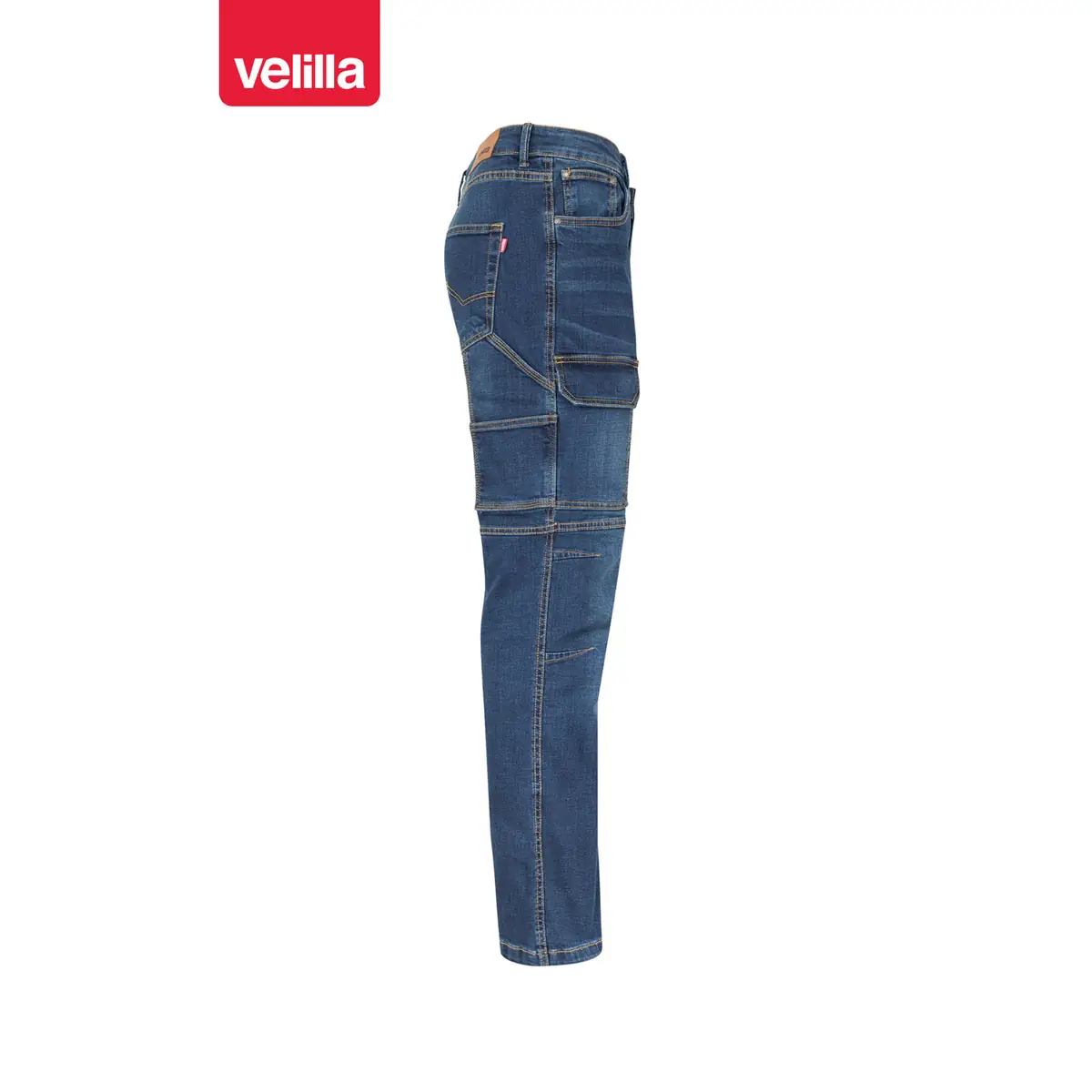 Pantalón dénim multibolsillos Velilla 103028S 3 Pantalón dénim multibolsillos Velilla 103028S Dénim azul, vista lateral opuesta
