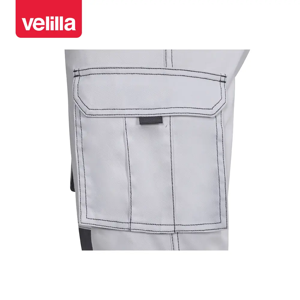 Pantalón stretch bicolor Velilla 103031S 14 Pantalón stretch bicolor Velilla 103031S Blanco/Gris, detalle de bolsillo lateral