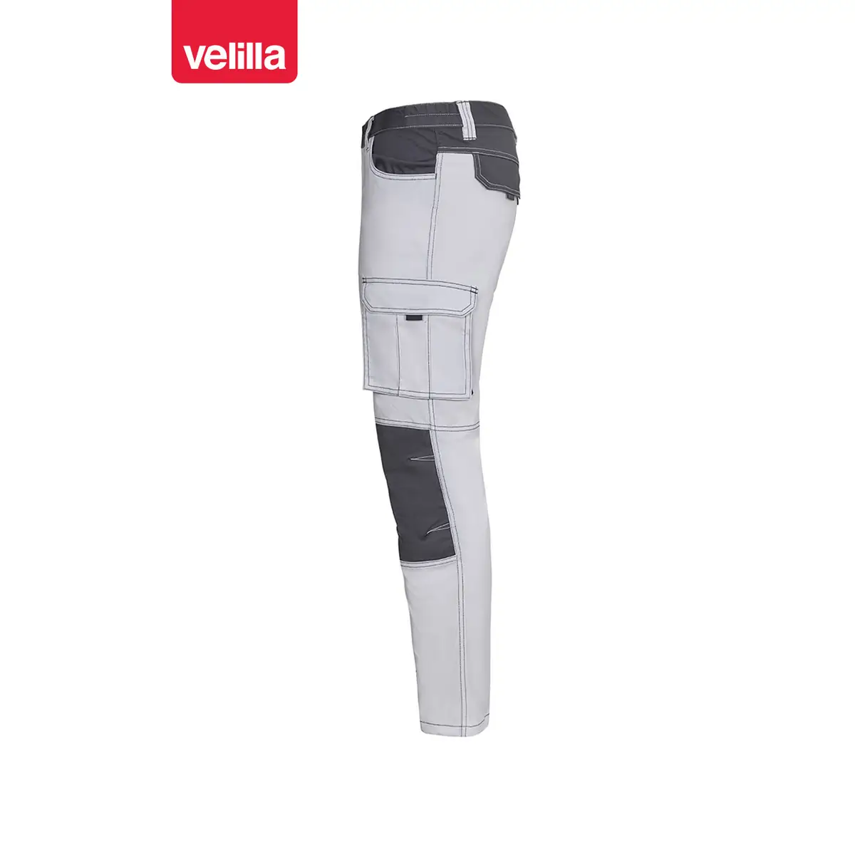 Pantalón stretch bicolor Velilla 103031S 2 Pantalón stretch bicolor Velilla 103031S Blanco/Gris, vista lateral