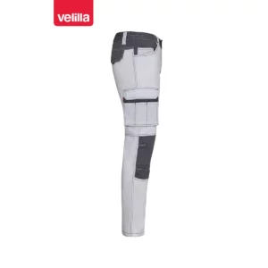 Pantalón stretch bicolor Velilla 103031S Blanco/Gris, vista lateral opuesta
