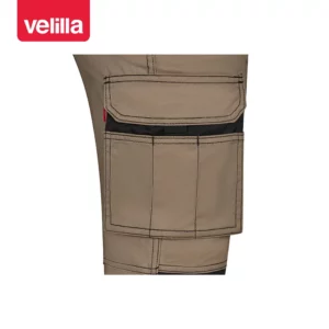 Pantalón stretch bicolor Velilla 103031S Beige arena/Negro, detalle de bolsillo lateral