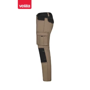Pantalón stretch bicolor Velilla 103031S Beige arena/Negro, vista lateral