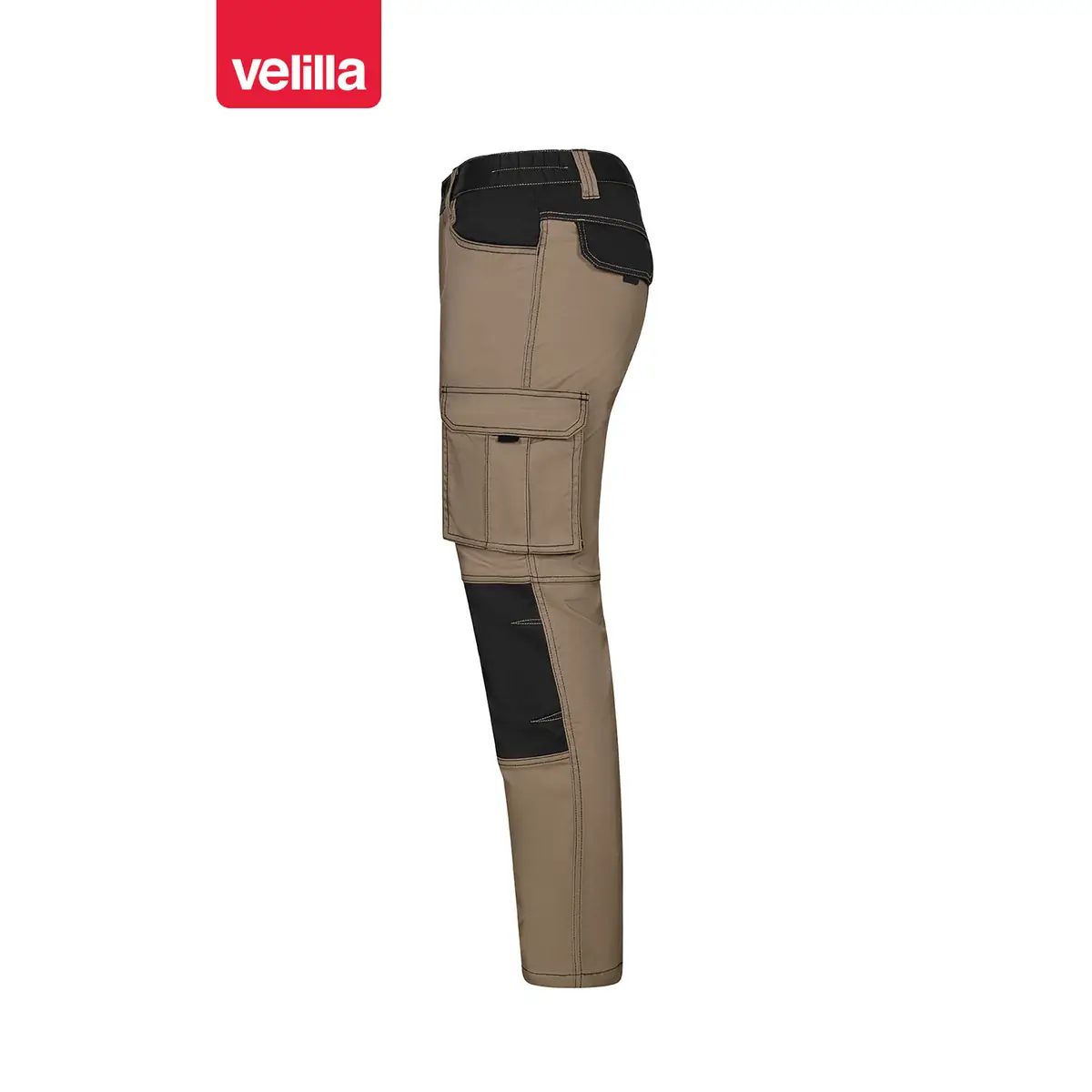 Pantalón stretch bicolor Velilla 103031S 9 Pantalón stretch bicolor Velilla 103031S Beige arena/Negro, vista lateral