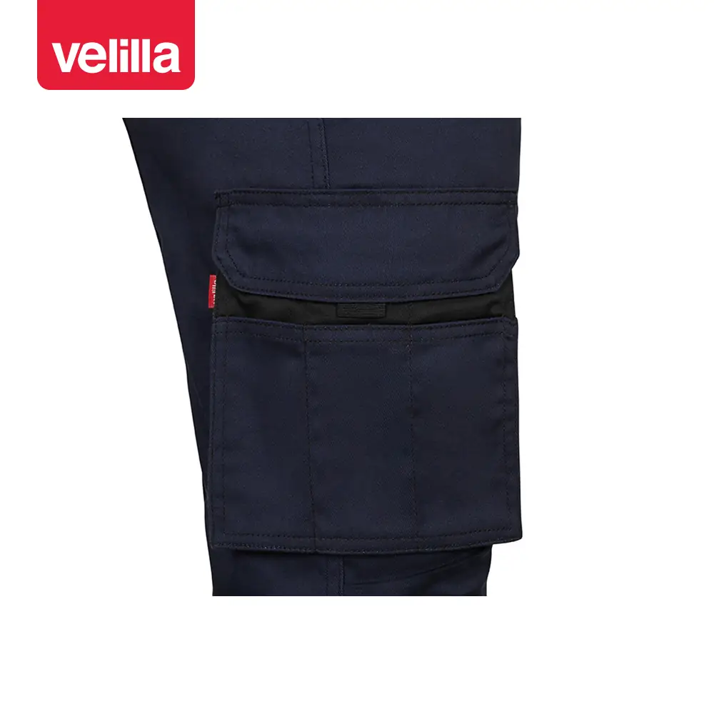 Pantalón stretch bicolor Velilla 103031S 20 Pantalón stretch bicolor Velilla 103031S Azul navy/Negro, detalle de bolsillo lateral