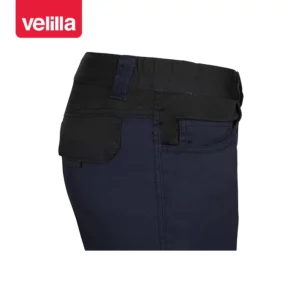 Pantalón stretch bicolor Velilla 103031S Azul navy/Negro, detalle de refuerzo y cintura trasera