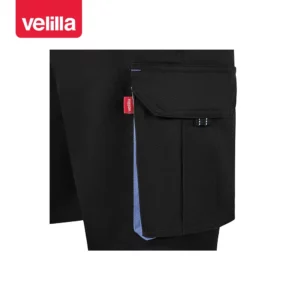 Bermudas stretch bicolor Velilla 103034S Negro/Celeste, detalle de bolsillo lateral y contraste