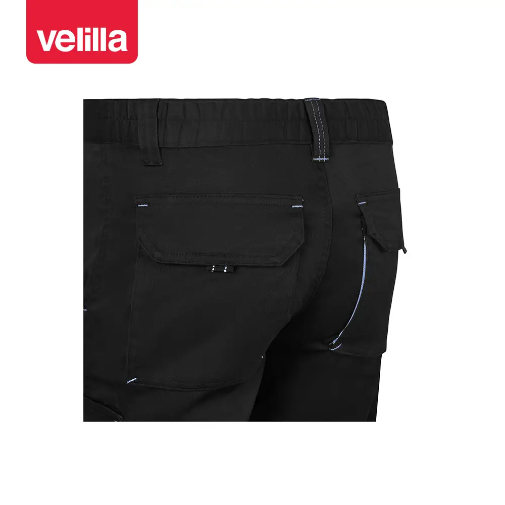 Bermudas stretch bicolor Velilla 103034S 13 Bermudas stretch bicolor Velilla 103034S Negro/Celeste, detalle de cintura y bolsillos traseros