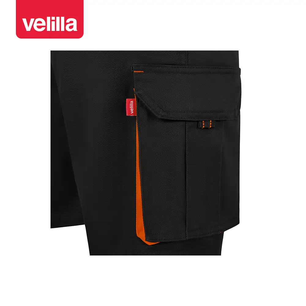 Bermudas stretch bicolor Velilla 103034S 6 Bermudas stretch bicolor Velilla 103034S Negro/Naranja, detalle de bolsillo lateral y contraste