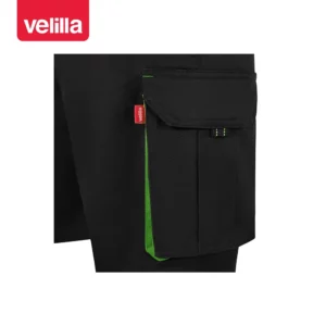 Bermudas stretch bicolor Velilla 103034S Negro/Verde lima, detalle de bolsillo lateral y contraste