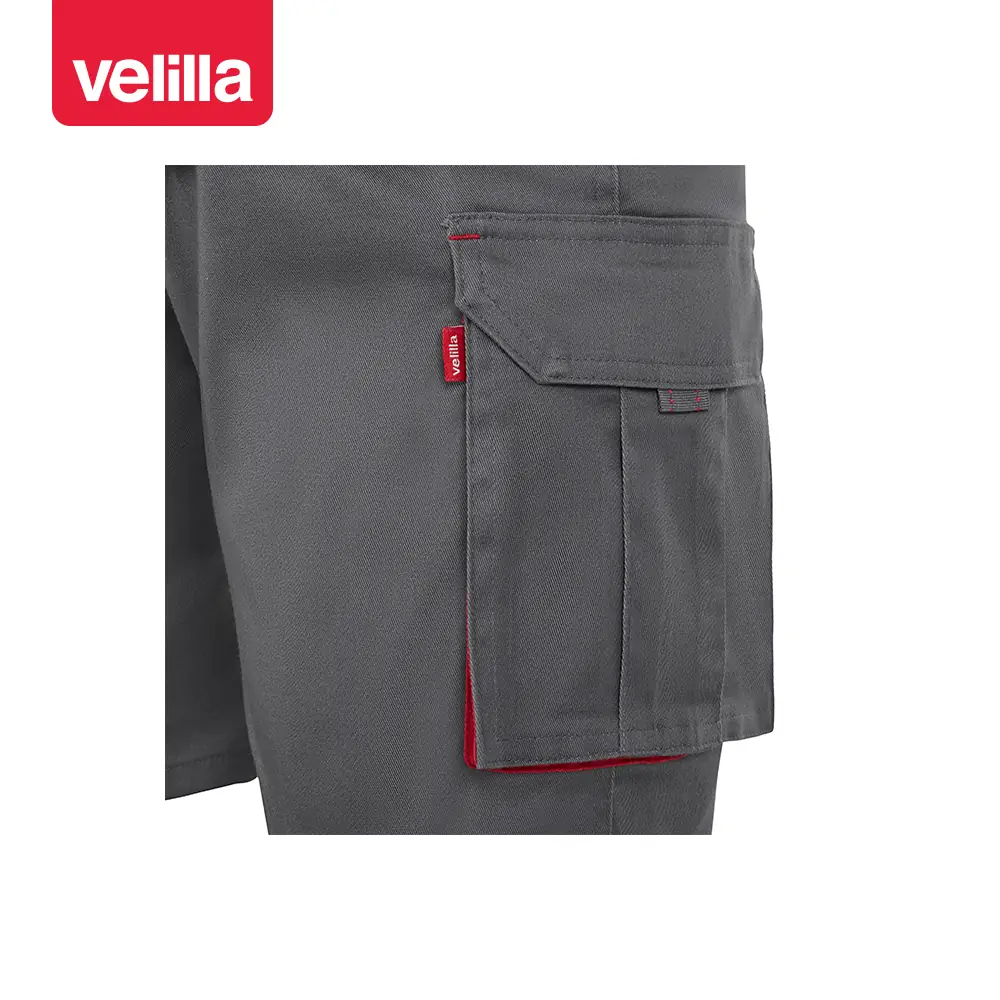 Bermudas stretch bicolor Velilla 103034S 14 Bermudas stretch bicolor Velilla 103034S Gris/Rojo, detalle de bolsillo lateral y contraste