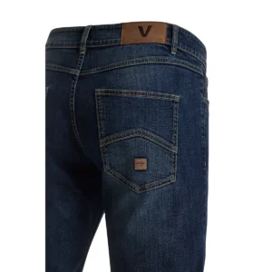 Pantalón dénim stretch Velilla 103038S Dénim azul, detalle de cintura y bolsillo trasero