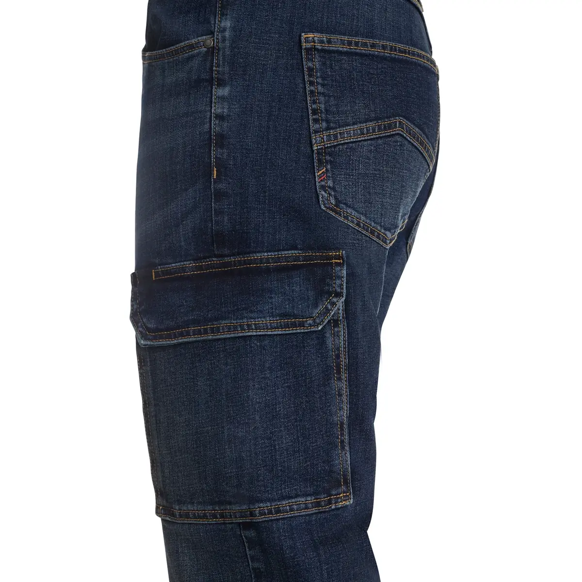 Pantalón dénim multibolsillos Velilla 103048S 7 Pantalón dénim multibolsillos Velilla 103048S Dénim azul, detalle de bolsillo lateral con tapeta