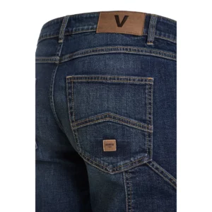 Bermuda dénim stretch Velilla 103049S Dénim azul, detalle de bolsillo trasero y cintura