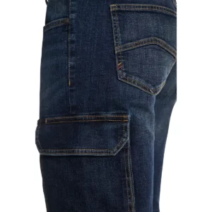 Bermuda dénim stretch Velilla 103049S Dénim azul, detalle de bolsillo lateral con tapeta