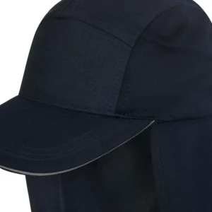Gorra con cubrenucas Velilla 104001 Azul navy, detalle de visera y panel frontal