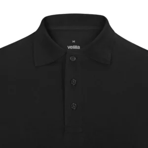 Polo OCS manga corta hombre Velilla 105510S Negro, detalle de cuello y cierre de botones