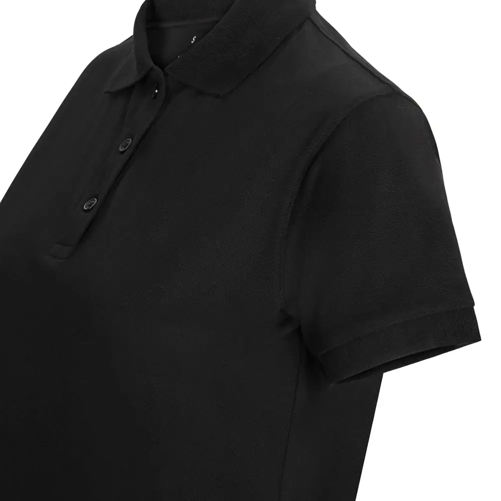 Polo OCS manga corta mujer Velilla 105510SW 18 Polo OCS manga corta mujer Velilla 105510SW Negro, detalle de cuello, cierre y manga
