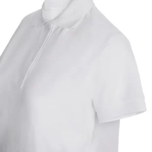 Polo OCS manga corta mujer Velilla 105510SW Blanco, detalle de cuello, cierre y manga