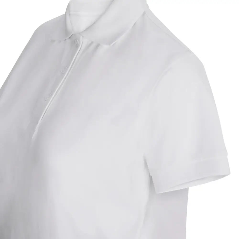 Polo OCS manga corta mujer Velilla 105510SW 17 Polo OCS manga corta mujer Velilla 105510SW Blanco, detalle de cuello, cierre y manga
