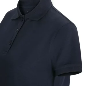 Polo OCS manga corta mujer Velilla 105510SW Azul navy, detalle de cuello, cierre y manga