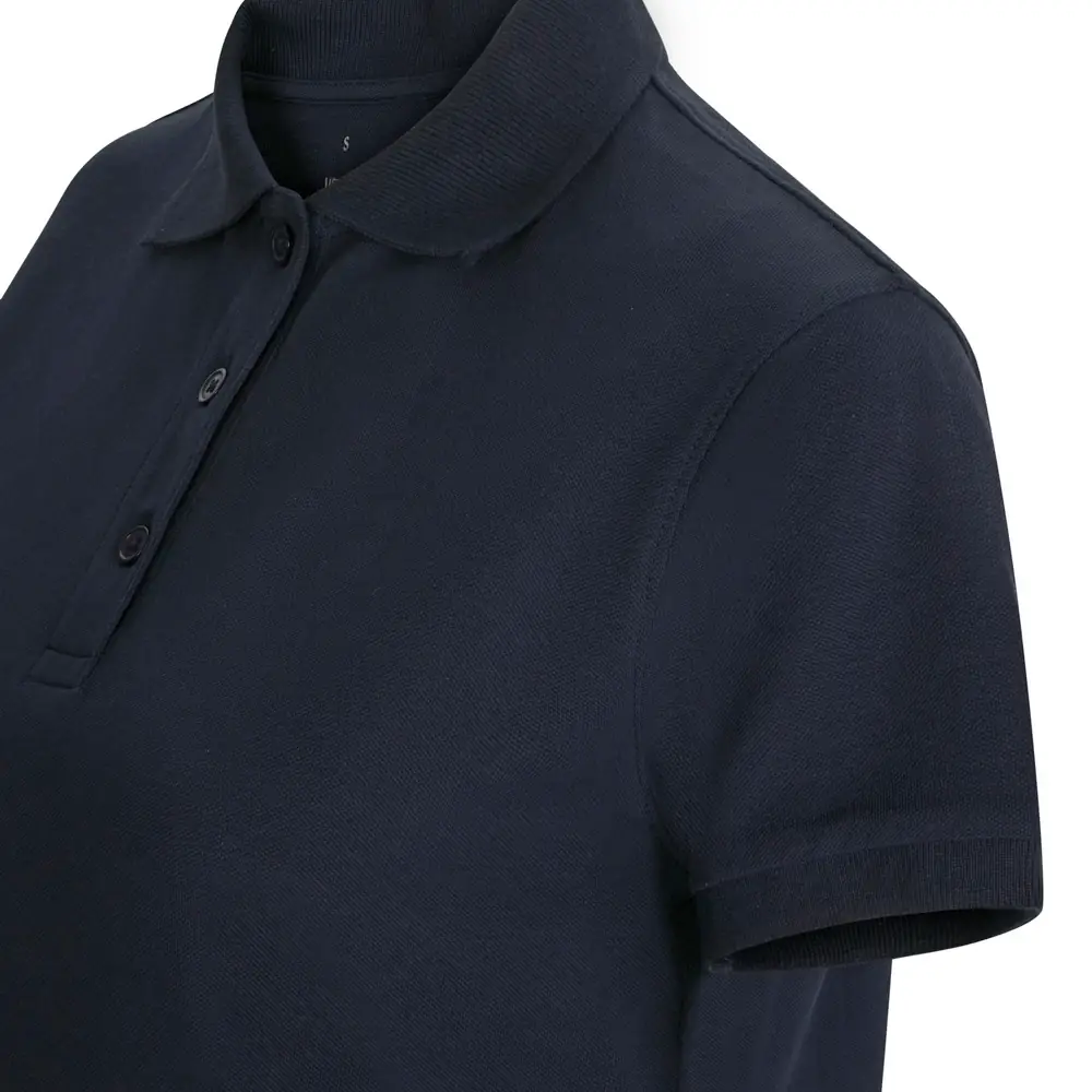 Polo OCS manga corta mujer Velilla 105510SW 19 Polo OCS manga corta mujer Velilla 105510SW Azul navy, detalle de cuello, cierre y manga