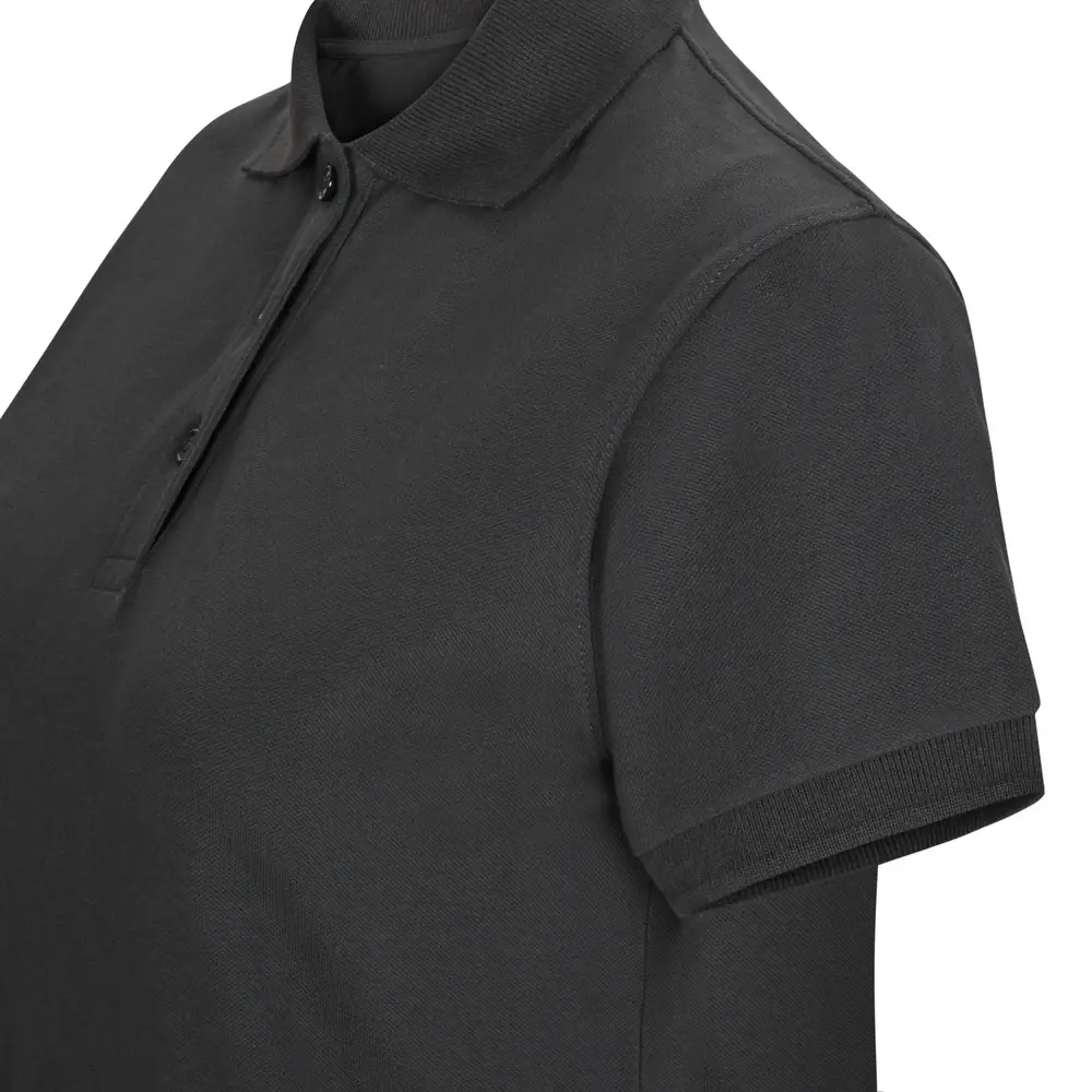 Polo OCS manga corta mujer Velilla 105510SW 20 Polo OCS manga corta mujer Velilla 105510SW Gris antracita, detalle de cuello, cierre y manga