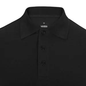 Polo OCS manga larga hombre Velilla 105511S Negro, detalle de cuello y cierre de botones