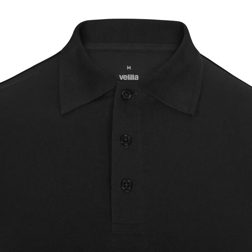 Polo OCS manga larga hombre Velilla 105511S 19 Polo OCS manga larga hombre Velilla 105511S Negro, detalle de cuello y cierre de botones