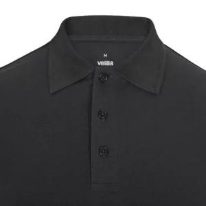 Polo OCS manga larga hombre Velilla 105511S Gris antracita, detalle de cuello y cierre de botones
