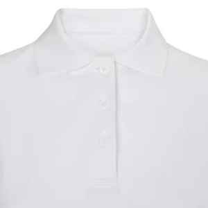 Polo OCS manga larga mujer Velilla 105511SW Blanco, detalle de cuello y cierre de botones