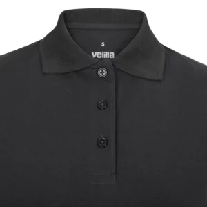 Polo OCS manga larga mujer Velilla 105511SW Gris antracita, detalle de cuello y cierre de botones