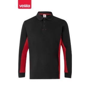 Polo bicolor manga larga Velilla 105514 Negro/Rojo, vista frontal