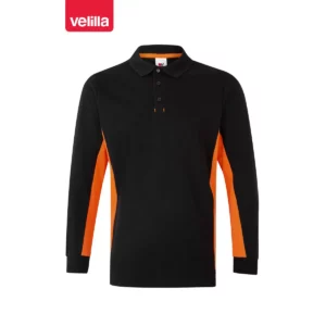 Polo bicolor manga larga Velilla 105514 Negro/Naranja, vista frontal
