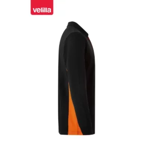 Polo bicolor manga larga Velilla 105514 Negro/Naranja, vista lateral