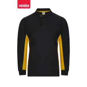 Polo bicolor manga larga Velilla 105514 Negro/Amarillo, vista frontal
