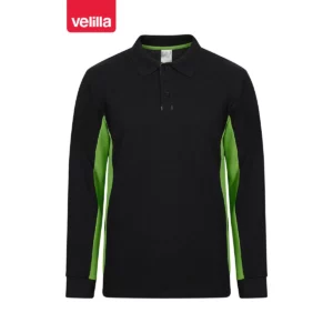 Polo bicolor manga larga Velilla 105514 Negro/Verde lima, vista frontal