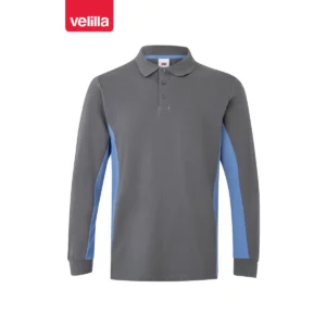 Polo bicolor manga larga Velilla 105514 Gris/Celeste, vista frontal
