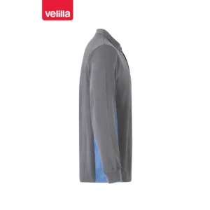 Polo bicolor manga larga Velilla 105514 Gris/Celeste, vista lateral