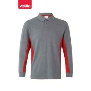 Polo bicolor manga larga Velilla 105514 Gris/Rojo, vista frontal