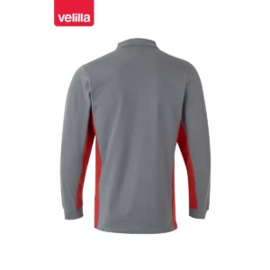 Polo bicolor manga larga Velilla 105514 Gris/Rojo, vista trasera