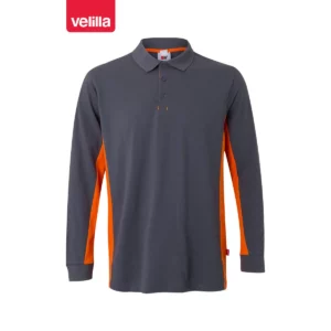 Polo bicolor manga larga Velilla 105514 Gris/Naranja, vista frontal
