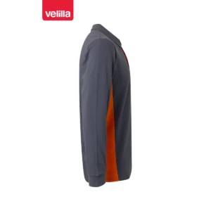 Polo bicolor manga larga Velilla 105514 Gris/Naranja, vista lateral