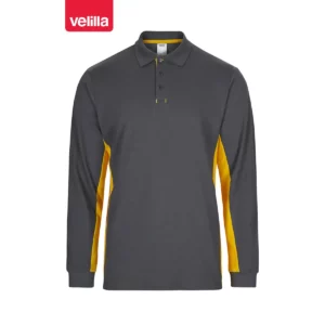Polo bicolor manga larga Velilla 105514 Gris/Amarillo, vista frontal