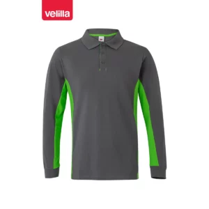 Polo bicolor manga larga Velilla 105514 Gris/Verde lima, vista frontal