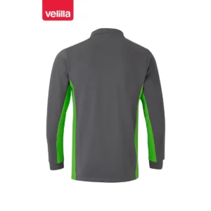 Polo bicolor manga larga Velilla 105514 Gris/Verde lima, vista trasera