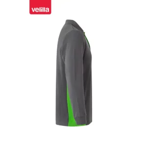 Polo bicolor manga larga Velilla 105514 Gris/Verde lima, vista lateral