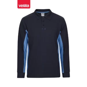 Polo bicolor manga larga Velilla 105514 Azul navy/Celeste, vista frontal