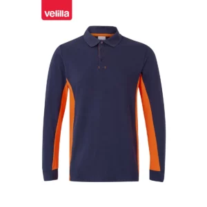 Polo bicolor manga larga Velilla 105514 Azul navy/Naranja, vista frontal
