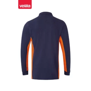 Polo bicolor manga larga Velilla 105514 Azul navy/Naranja, vista trasera
