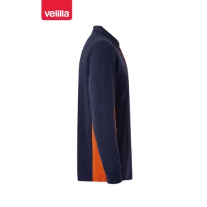 Polo bicolor manga larga Velilla 105514 Azul navy/Naranja, vista lateral